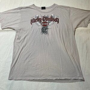 Harley Davidson T-Shirt Men's L Gray  Wings Beach House Olathe, KS Short Sleeve